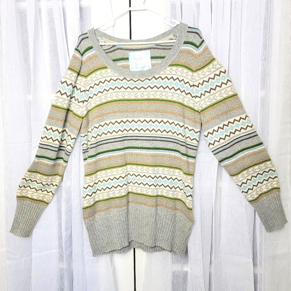 Old Navy Lambswool Angora Fair Isle Nordic Sweater Scoop Neck Womens Sz XL